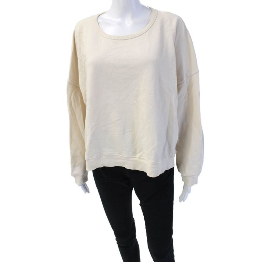 Revel New York Women Pullover Sweatshirts Beige Cotton Long Sleeve Size S